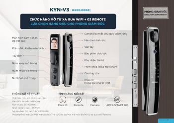 Khóa điện tử KEINO KYN-V3 nhận diện khuôn mặt với mức giá 8,5 triệu đồng